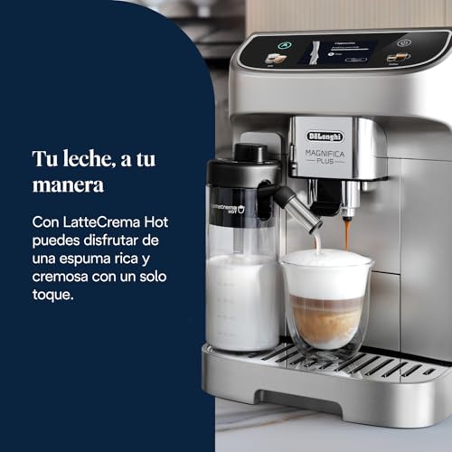 Miniatura 7 de De’Longhi Magnifica Plus– Perfetto Cafetera Superautomática, LatteCrema Jarra de leche automática, 18 Bebidas One-Touch, Pantalla Táctil a Color, Plata y Negro (ECAM322.70.SB)