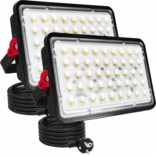 Projecteur LED extérieur 100W lot de 2 spots 6500K blanc froid