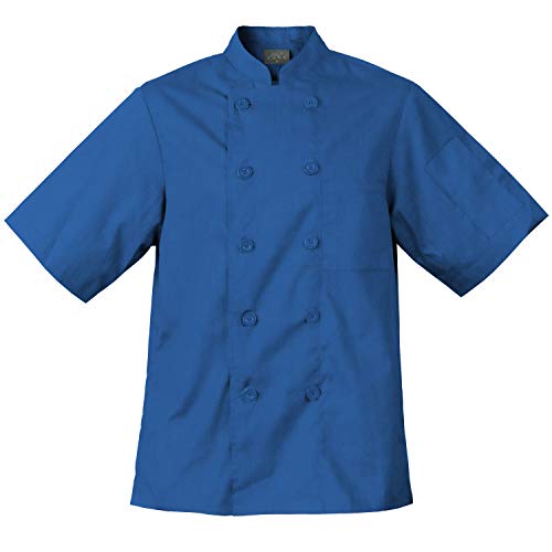 Chef Code Men's Short Sleeve Unisex Classic Chef Coat, Royal, Medium