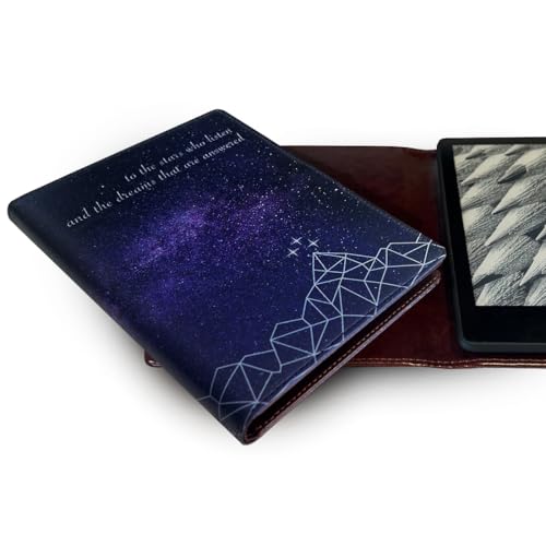 KleverCase Universal Book Cover for eBook Readers. Fits All e-Reader Brands Including Kobo, Nook, Kindle Paperwhite (inc 12th Gen & Signature Edition), Kindle, storytel and More. (Stars Who Listen)