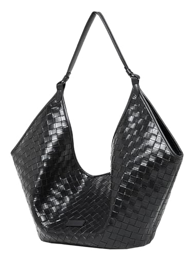 Genuine Leather Shoulder Tote Bag for Women Woven Underarm Shoulder Purse Vintage Work Handbag Crossbody Purse