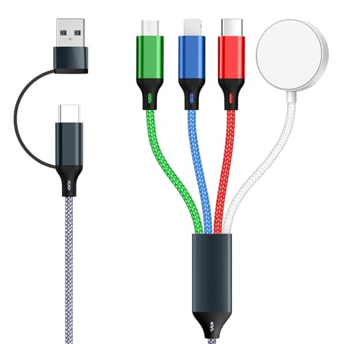 Travel Essentials Charger for Apple Watch - USB C Cable for iPhone 17/16 Pro Max, Charging Cable for Apple Watch Series 11/Ultra 3/SE 3, AirPods Pro 3 - Micro USB Cable for Camera, Kindle Paperwhite