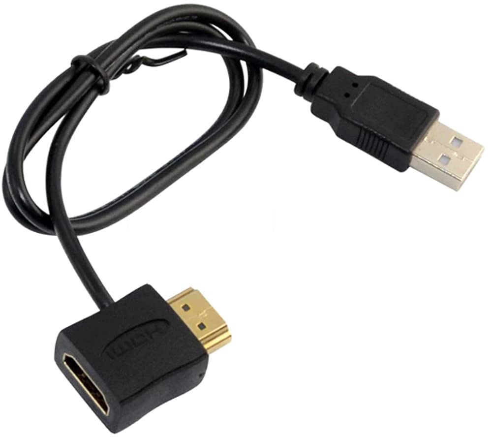 オーディオファン HDMI用 補助電源アダプタ HDMI (オス) - HDMI (メス) USB-A (オス) HDMI切替器 HDMIセレクターの安定動作に USB タイプA 端子からの 補助給電用 約50cm