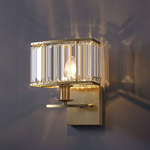 Lámpara de pared clásica para pasillo y sala de estar con elegante pantalla de cristal redonda