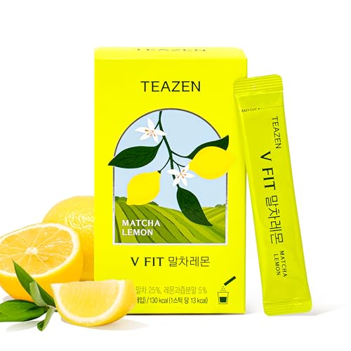 Pack of 10 sachets en poudre Kombucha Matcha Citron Boisson instantanée probiotique au thé sans sucre Teazen TZ-MTLM