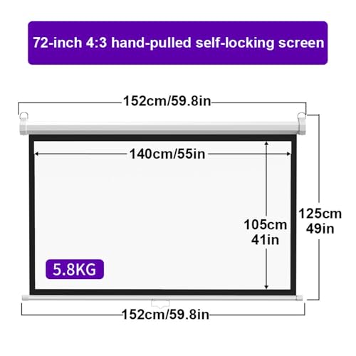 Pantalla manual proyector 72" 4:3 retráctil miniatura 7