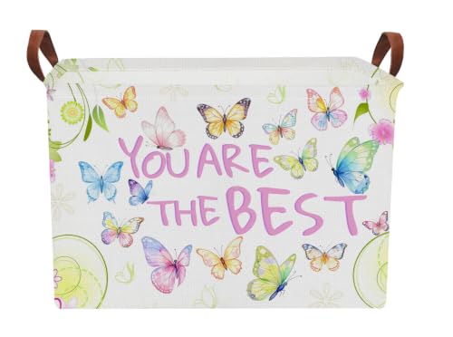 Image of NTAOHAMPER Rectangular Storage Basket Empty,Storage Bin with Handles,Room Decor,Gift Basket,Book Box(Blessing Butterfly)