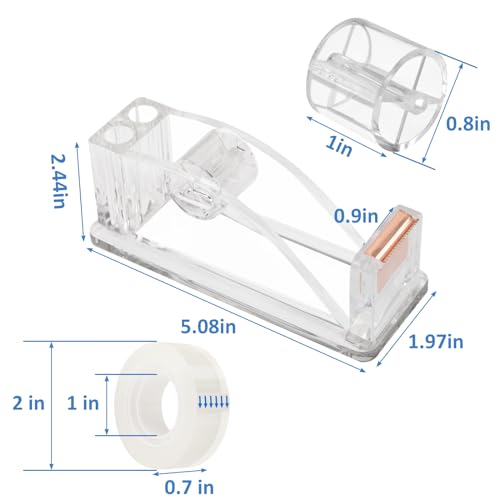 Image of 2 Pcs Transparent Acrylic Tape Dispenser, Non-Skid