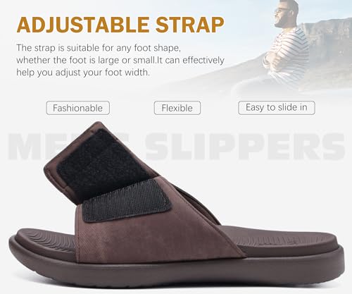 ONCAI Mens Sandals Adjustable Straps Orthotic Plantar Fasciitis Open Toe Athletic Sport Slides with Soft Comfy Arch Support Footbed Size 7.5-153
