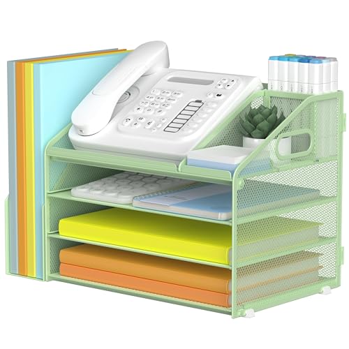 DocNest 4 Tier Paper Letter Tray File Organizer, Mesh Desk
