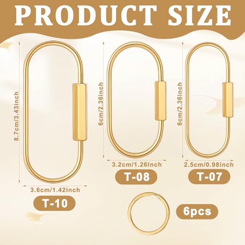 Image of Tucnoeu 3pcs Brass Screw Lock Keychains,with 6 Brass Key Ring,Ellipse Shape Universal Key Fob Holder for Handbags Man Women
