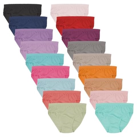 Sexy Basics Womens 12 Pack & 18 Pack Hi-Cut Panty Bikini Briefs | 100% Cotton Underwear Cover