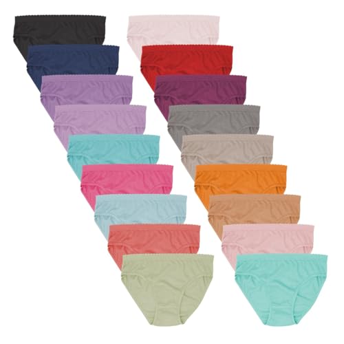 Sexy Basics Womens 12 Pack & 18 Pack Hi-Cut Panty Bikini Briefs | 100% Cotton Underwear