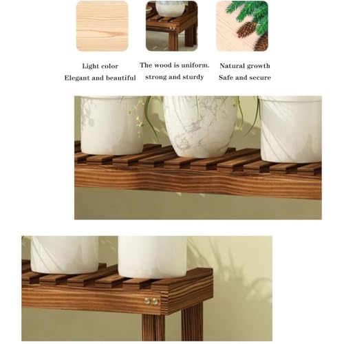 Recipientes para plantas suculentas, macetas decorativas de suelo, gran capacidad de carga, soporte de madera de múltiples niveles para flores para balcón y taburete para plantas de interior
