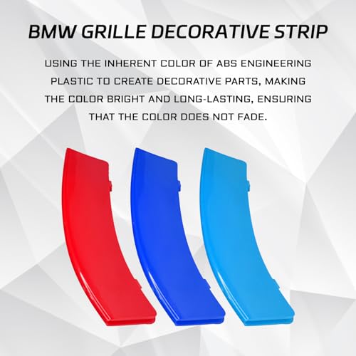 Image of Grille Insert Trims for BMW Front Grill Inserts M-Colored Snap-on Grill Mesh Trims Strips for BMW 2013-2019 F30 F35 3 Series 11-Beam Grille Classic Decorative Accessories(11 Beams)