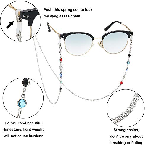 Frienda 6 Pieces Eyeglass Chains Elegant Eyewear Retainer Beaded Eyeglass String Holder Glasses Strap (Silicone Buckle Style) #TOP4