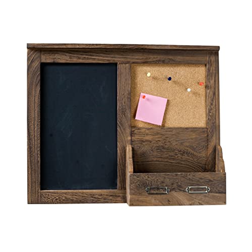 MAXHID Tableau D'affichage Combiné en Liège avec Tableau Noir, Cadre en Bois Brun Rustique, Organisateur Mural De Ferme, Tableau Mémo pour La Cuisine du Porche D'entrée