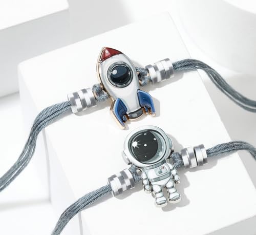Image of TIED RIBBONS Rakhi for Kids with Astronaut Design - Premium Rakhi Set of 2 for Kids Boys Baby Brother Astronauts Rakhi's With Card and Roli Chawal