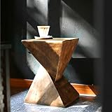 Concrete Art Side Table Lightweight: Modern Accent Table 30.5x30.5x46cm Brown...