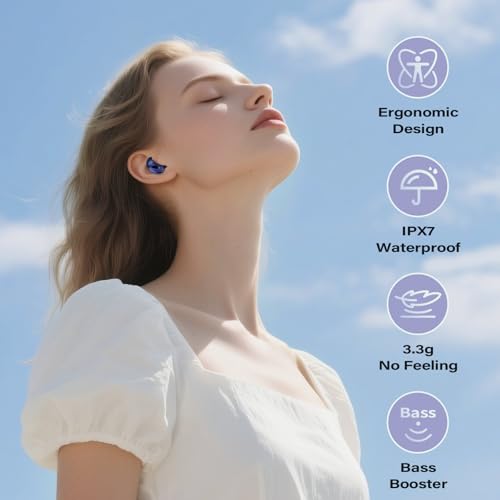 undefined Sleep Earbuds, Mini ANC Wireless Earbuds Bluetooth 5.4 Headphones Deep Bass Stereo, 48H Playtime Ear Buds, 4 ENC Noise Cancelling Mic, In Ear IP7 Waterproof Earphones for Side Sleepers,Touch Control の商品画像 7