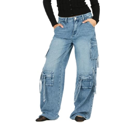 Forever 21 Women's Utility Cargo Jeans - Wide-Leg Denim with