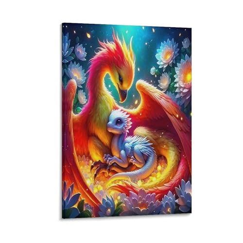 Tableau impression sur toile phoenix pour salon élégant 50x75cm - 3