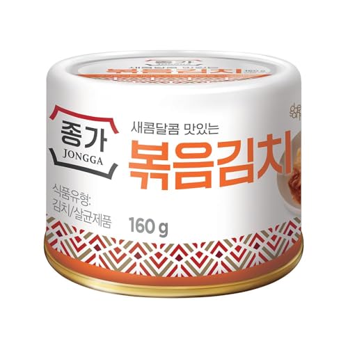 JONGGA Cabbage Fried Kimchi Can + Cabbage Kimchi Can/each 5.64oz(160g) /nKorean Spicy Food, Pack of 6, 33.84 Ounce