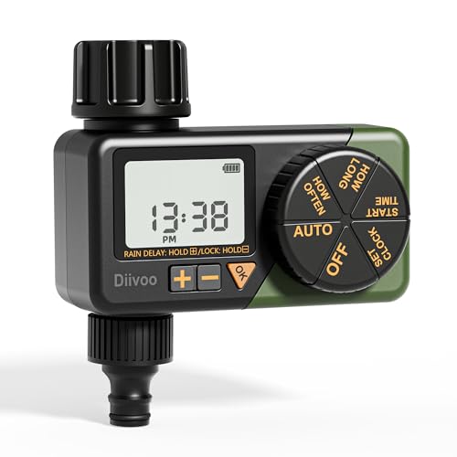 Water Sprinkler Timer, Diivoo Irrigation Hose Timer with Weekly and Daily Programs, Rain Delay and...