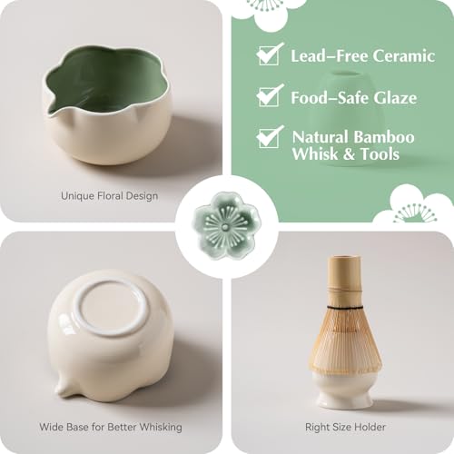 ChaseWind Floral Ceramic Matcha Set