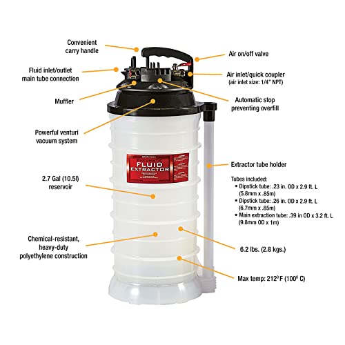 Image of JohnDow Industries 2.7 Gallon JDI-277EV Pneumatic Air Operated Fluid Evacuator /Extractor