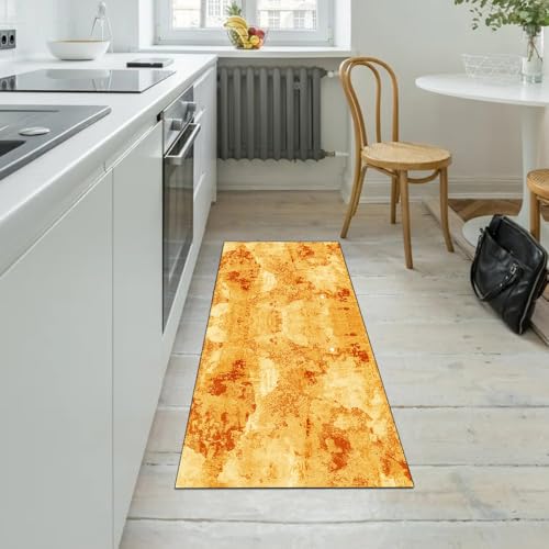 Alfombra de pasillo naranja 40x350 cm lavable abstracta moderna 5