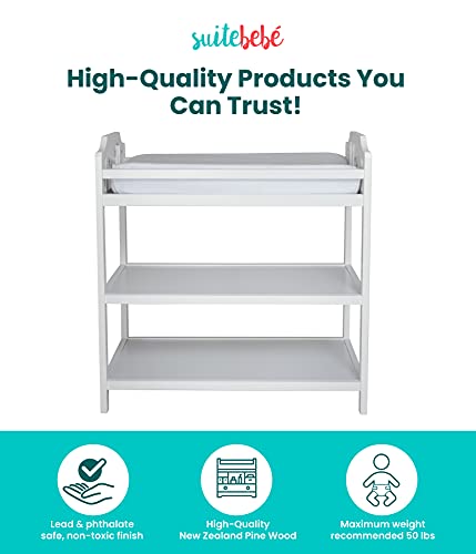 Image of Suite Bebe Celeste Changing Table Safety Rail Included, White