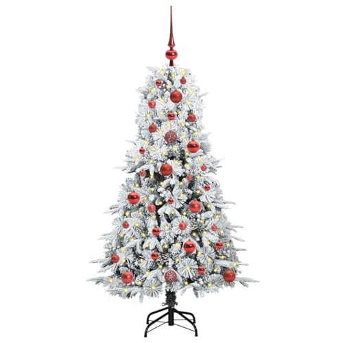 Sapin de Noël blanc 120 cm illuminé LED à branches articulées faciles à déployer