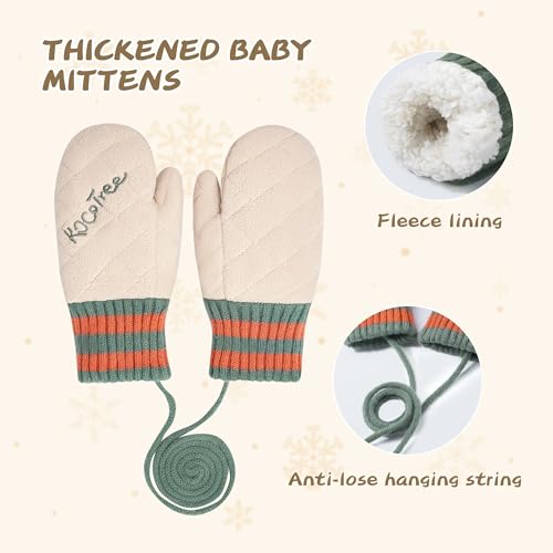 Baby Winter Hat for Toddler Boys Girls, Warm Thickened Toddler Beanie Mittens Set4