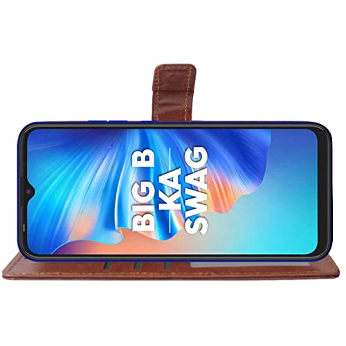 Image of Flip Cover Compatible with Tecno Spark 6 Go | Premium Leather Finish | Inbuilt Pockets & Stand | Flip Cover Back Case for Tecno Spark 6 Go (Brown)