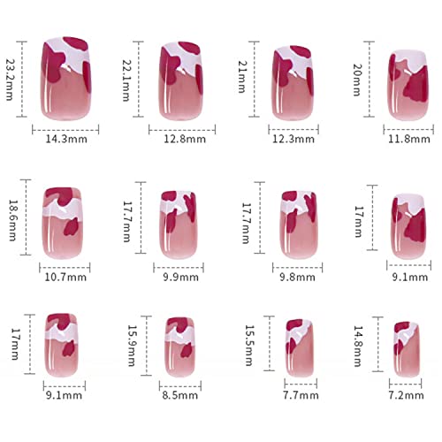 Press On Nails Medium Length, 24Pcs Full Cover Reusable Square False Nails Kits, Multicolor Coffin Nails Design, Stick On Nails Fake Nails For Nail Art, Artificial Acrylic Fake Nails For Women(R280) #TOP3