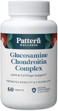 Pattern Wellness Glucosamine Chondroitin Complex with MSM & Hyaluronic Acid – Joint Support Supplement – Cartilage & Joint Flexibility – 1500mg Glucosamine, 500mg Chondroitin – 60 Tablets