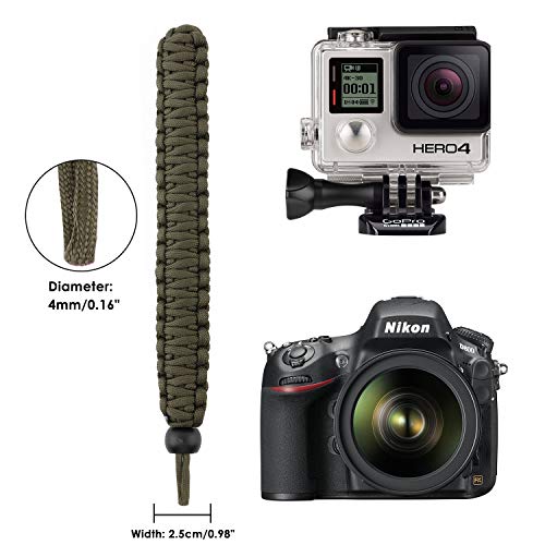Moko Universal Paracord Camera Wrist Strap Lanyard - [2 Pack] Nylon Braided Adjustable Camera Hand Grip Strap For Nikon/Canon/Sony/Minolta/Panasonic All Dslr/Digital Cameras, Black/Army Green #TOP1