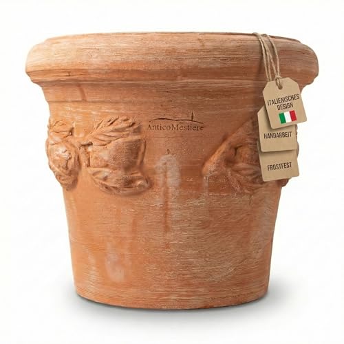 Teramico Blumentopf Terrakotta Pflanzgefäß Liscio Toscana limoni Toscana -Italienische Handarbeit- 25cm - 40cm ABSOLUT FROSTFEST Italienisches Terracotta (25cm, Limoni Toscana)