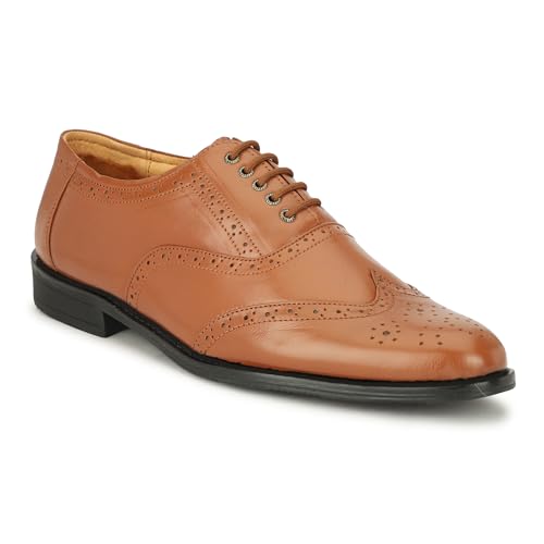 Image of Leatherful Genuine Leather Brogue Shoes for Men | TPR Sole & Nappa Leather Lining | Classic Dress Footwear New