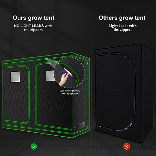 Image of 4x8 Grow Tent, 96 inchx48 inchx80 inch High Reflective 600D Diamond Mylar Canvas with Observation Window and Floor Tray for Hydroponic Indoor Plant Growing