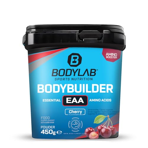 Bodylab24 Bodybuilder EAA Kirsche 450g, EAA Pulver mit 9 essentiellen Aminosäuren, alle BCAA & EAA enthalten, lecker fruchtig im Geschmack