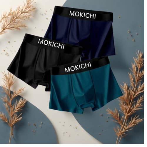 Image of Men's Ice Silk Boxer Briefs Pack of 3 | Ultra Soft Breathable Stretch Trunks | Moisture Wicking Quick Dry Innerwear | Comfortable Mid Rise Underwear