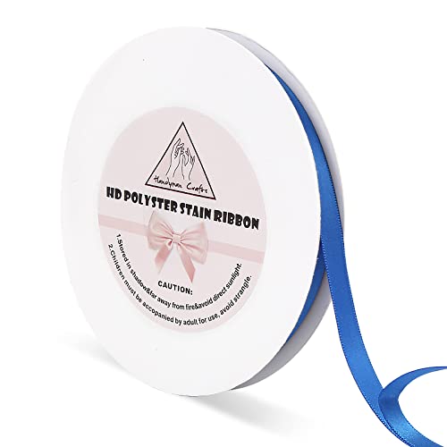 Handyman Crafts 3/8' Royal Blue Double Faced Satin Ribbons 50 Yards HD Polyester Stain Ribbon for Wedding Gift Wrapping, Florist,Flowers,Arts Crafts,Balloons,Holidays,Christmas,Birthdays,Bow Makings