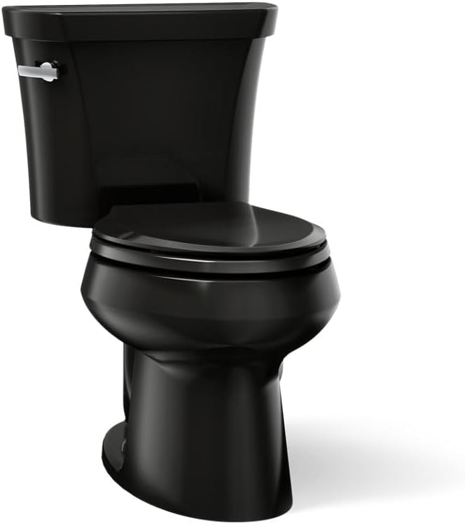 Kohler K-3978-7 Wellworth Elongated 1.6 gpf Toilet, Black Black
