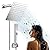 8 Inch High Pressure Rainfall Shower Head with Handheld Spray Combo, 2 Speed Hand Shower with Powerful Cleaning Mode, Adjustable Dual Showerhead in Bathroom, 60 Inch Stainless Steel Hose (Chrome)
