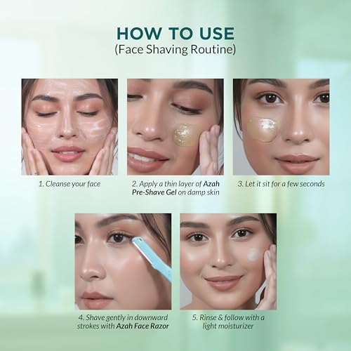Image of Azah Facial Hair Removal Combo | Instant & Painless Facial Hair Removal Combo | Pack of 1 Pre-Shave Gel & 3 Face Razor | Skin-Safe Razors | For Eyebrows, Upper Lips, Chin & Sideburns | All Skin Types