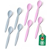 Bio Löffel 8er Set – 14 cm Mehrweglöffel BPA-frei, spülmaschinengeeignet & recycelbar – aus Zuckerrohr, leicht & schadstofffrei – ideal für Kinder & Alltag – Made in Germany - Rosa & Hellblau