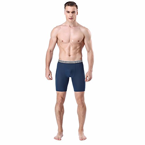 Men Active Modal Underwear Sport Quick Dry Performance Boxer Briefs Soft Breathable Trunks Underpants with Fly (Blue, 3XL)