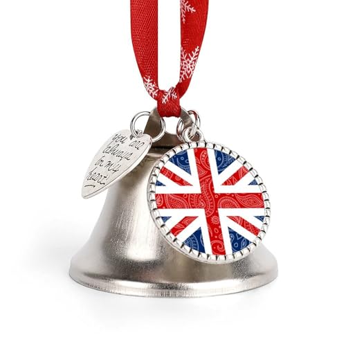 Paisley British Flag Funny Christmas Bell Ornament Cute Xmas Tree Hanging Pendant Decoration for Holidays Party